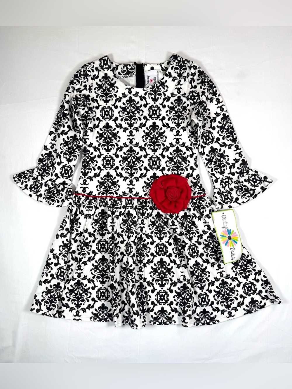 NWT COUNTING DAISIES Girls Damask Rose Dress 10 Bell Sleeve Party Holiday NEW